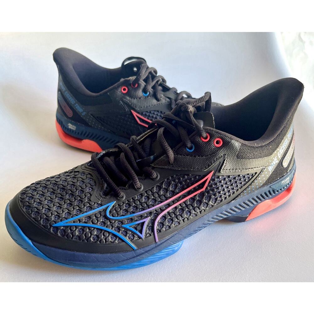 Mizuno Wave Exceed Tour 5 AC Tennis Shoes Men 7.5 Women 9 Black Blue EU 40 EUC